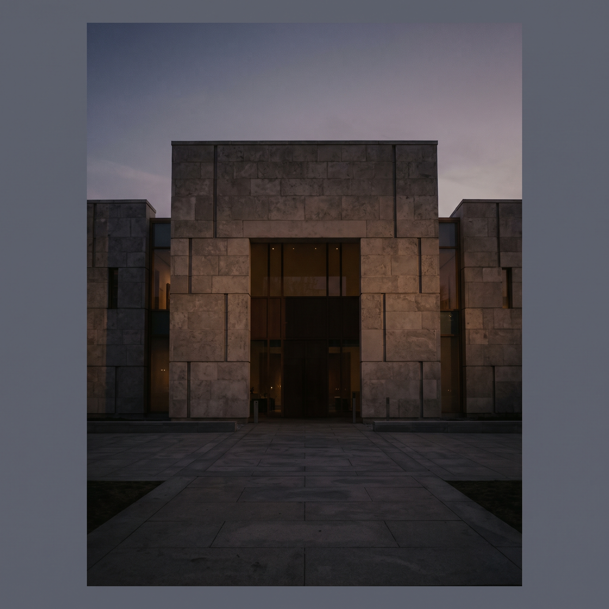 The limestone facade on the Parkway at dusk