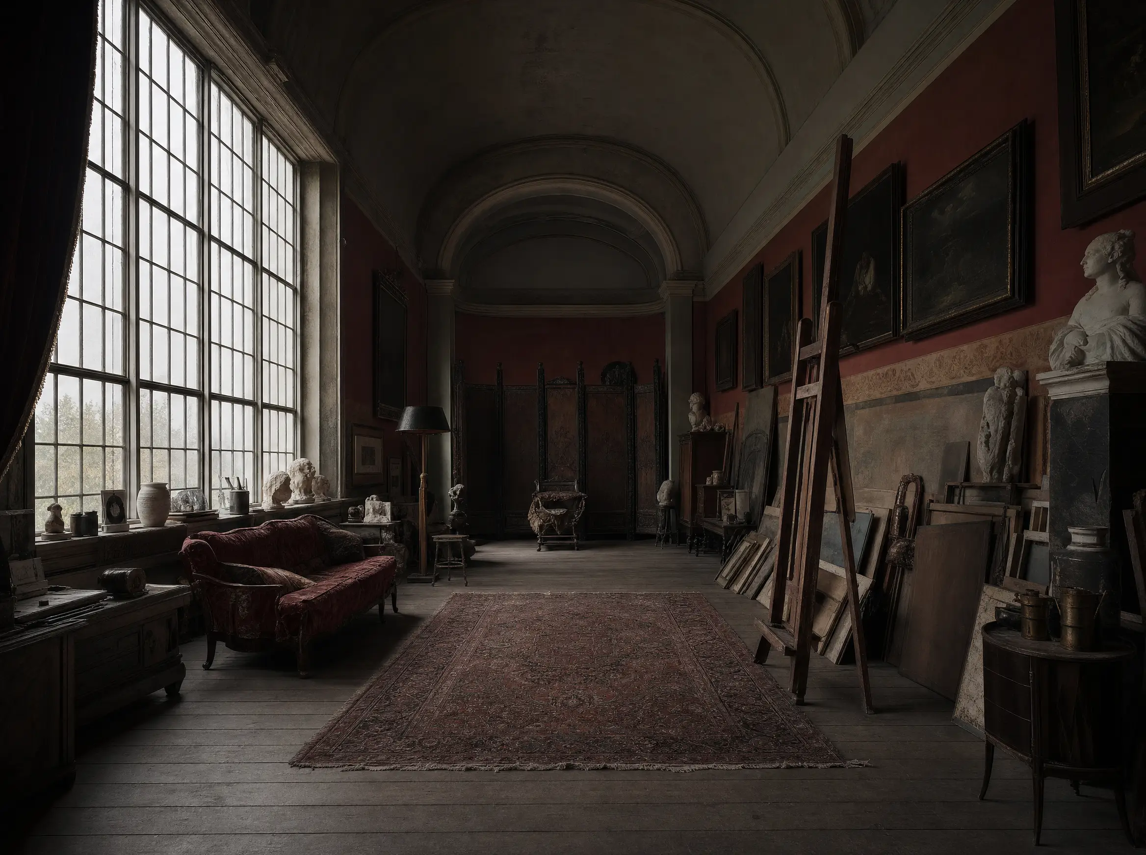The great studio, north window and bare boards