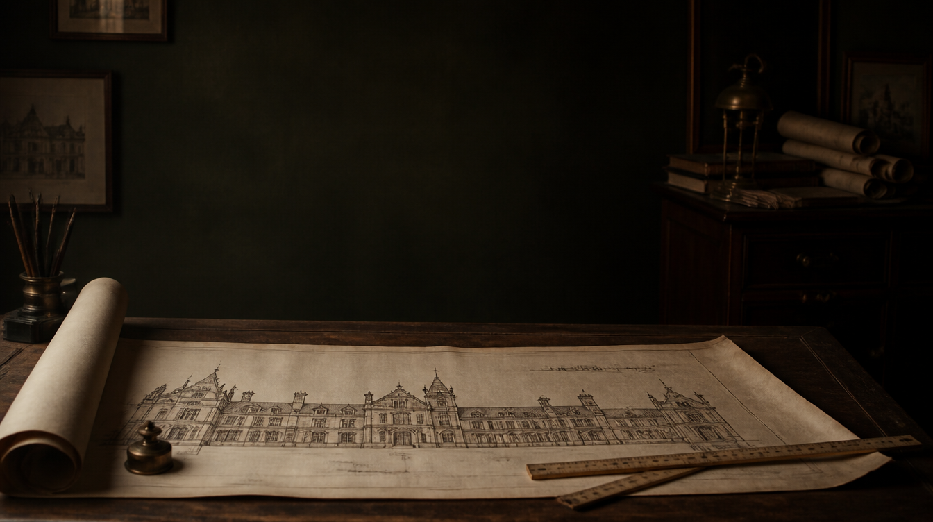 The 1897 elevations on the drafting table