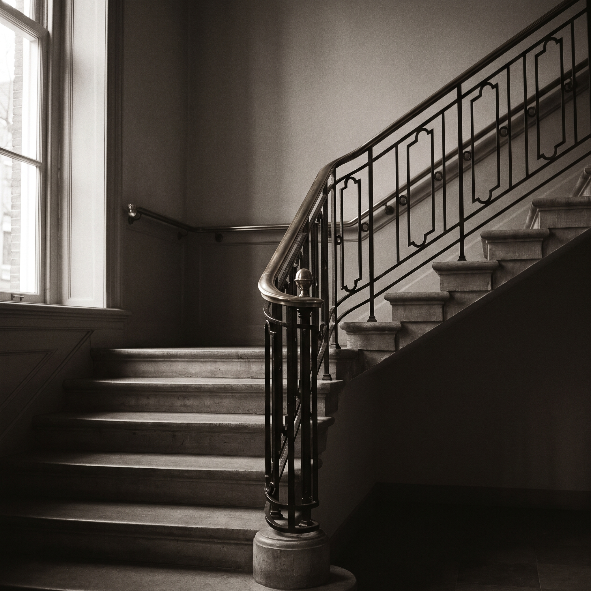 The balustrade of brass and wrought iron